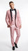 Men’s Blush Pink Shiny 3 Piece Suit with Black Shawl Lapel | Light Pink Prom Suit Sharkskin Fabric - Ultra Slim Fit
