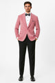 Mens Pink Velvet Tuxedo Dinner Jacket with Shawl Lapel – Slim Fit Blazer for Weddings, Prom in Rose Gold Color