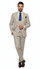 Men's Beige with blue Pinstripe Three-Piece Suit with Vest by Rossiman Vested Peak Lapel in Tan Stripe 1920s style