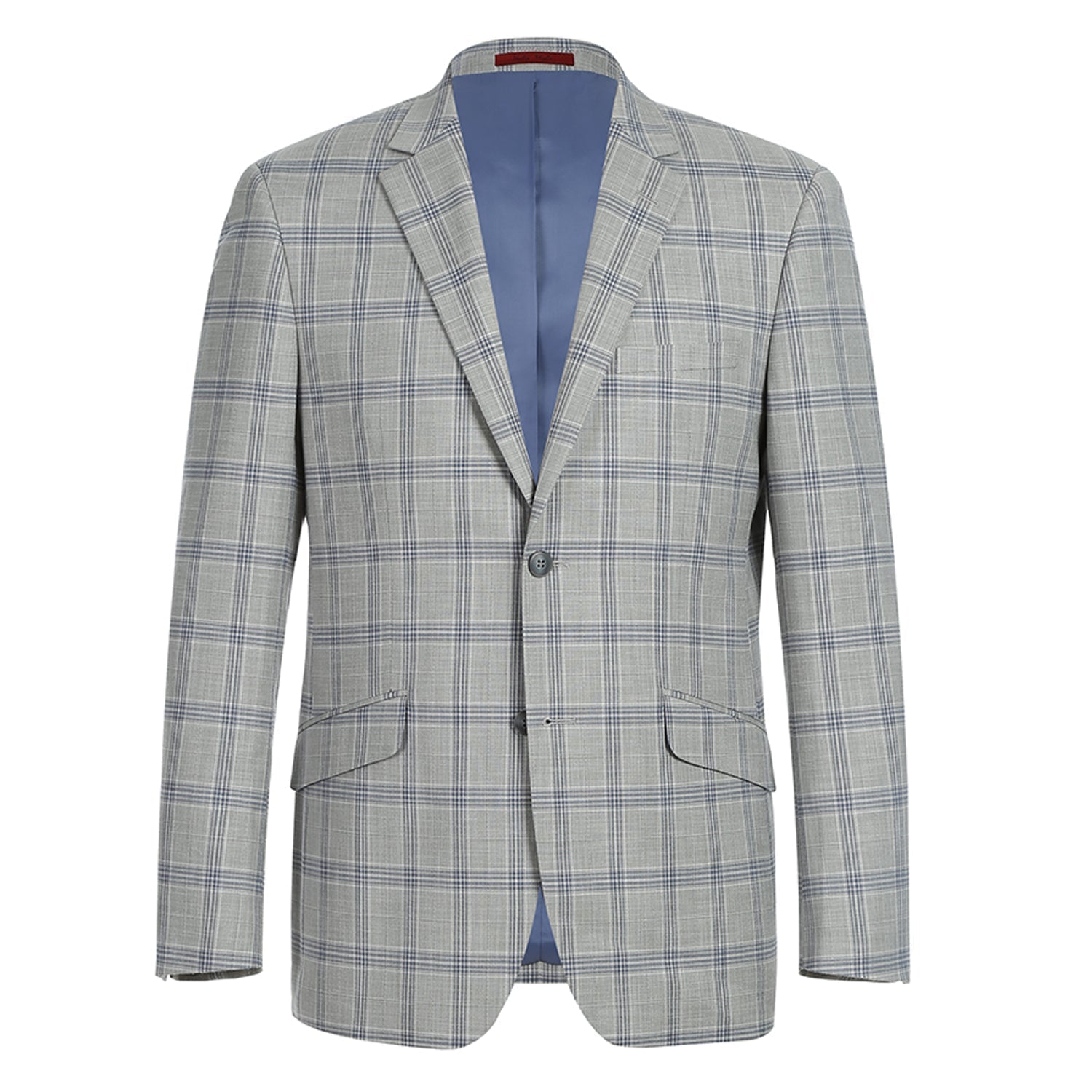 293-15 Men's Slim Fit Notch Lapels Light Gray Check Suits - 38Lx32W