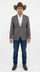Mens Grey and White Trim Western Blazer – Classic Fit Cowboy Style Contrast Trim Dress Jacket