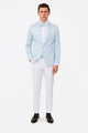 Mens Light Blue Paisley Tuxedo Jacket with Matching Bow Tie – Slim Fit Blazer for Weddings, Prom, and Formal Events