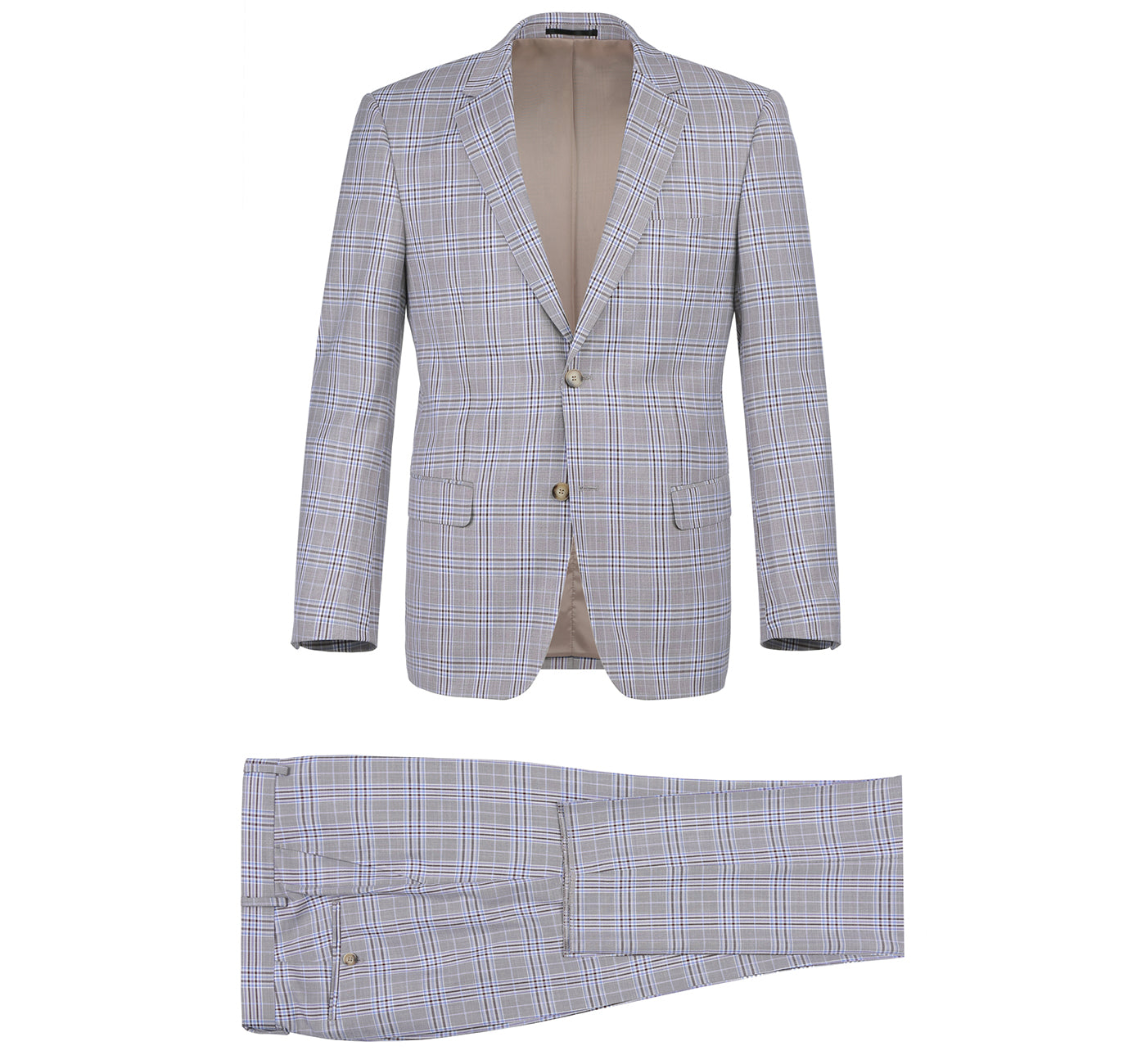 292-7 Men's Slim Fit 2-Piece Single Breasted Check Dress Suit - 36Sx30W