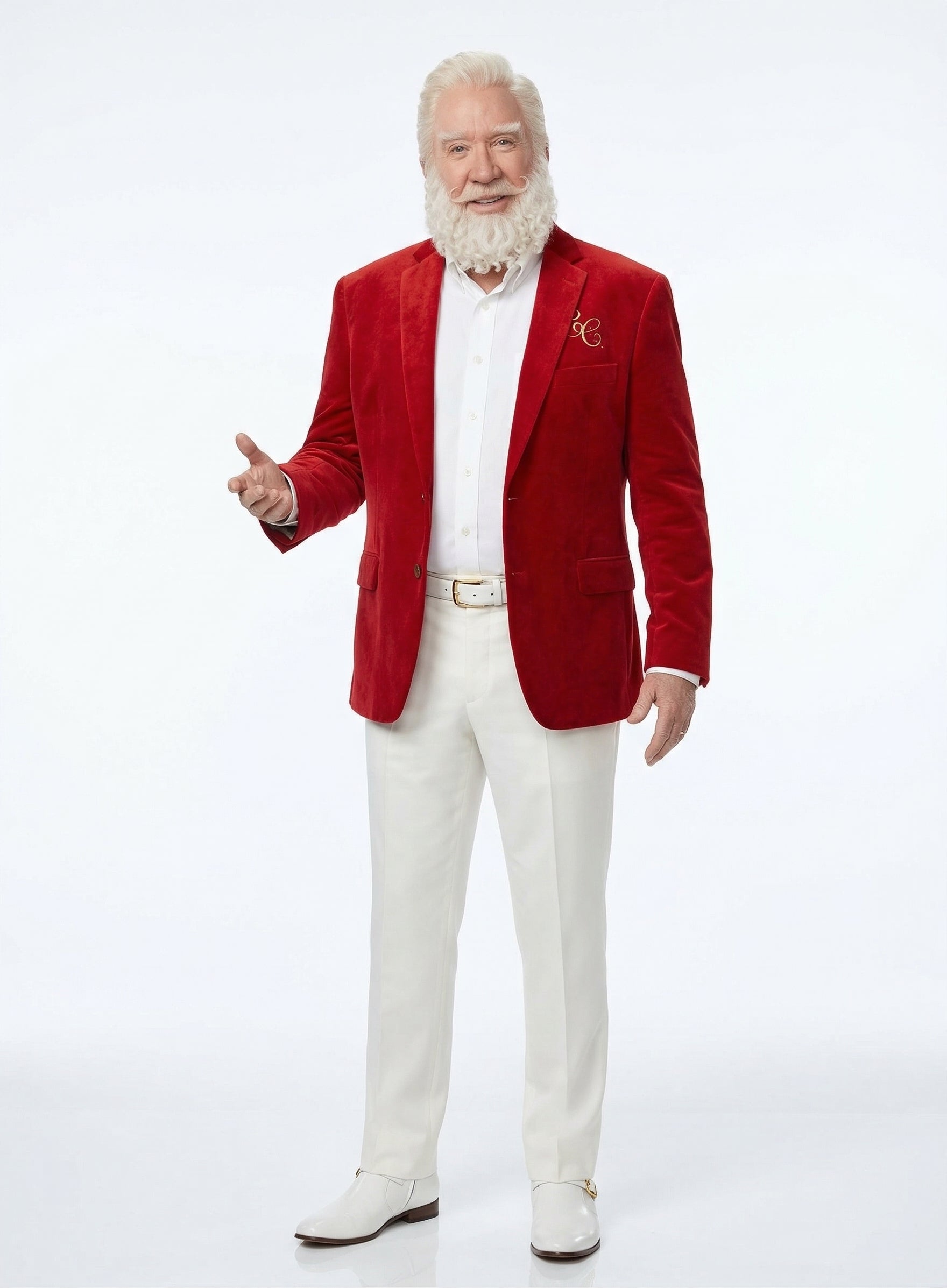 Men’s Red Velvet Blazer Santa Clauses Tim Allen Inspired Jacket – Festive Christmas Party Blazer, Holiday Costume Jacket Christmas New Year - 36 Short