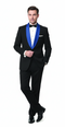 Men’s Black Tuxedo with Royal Blue Shawl Lapel | Modern Formal Dinner Jacket Suit + Pants for Weddings, Proms