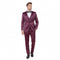 Mens Sateen Shiny Burgundy Slim Fit Tuxedo – Satin Shawl Lapel 3-Piece Suit