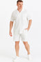 Mens White Seersucker Short Set – Lightweight Summer Outfit with Shirt and Shorts