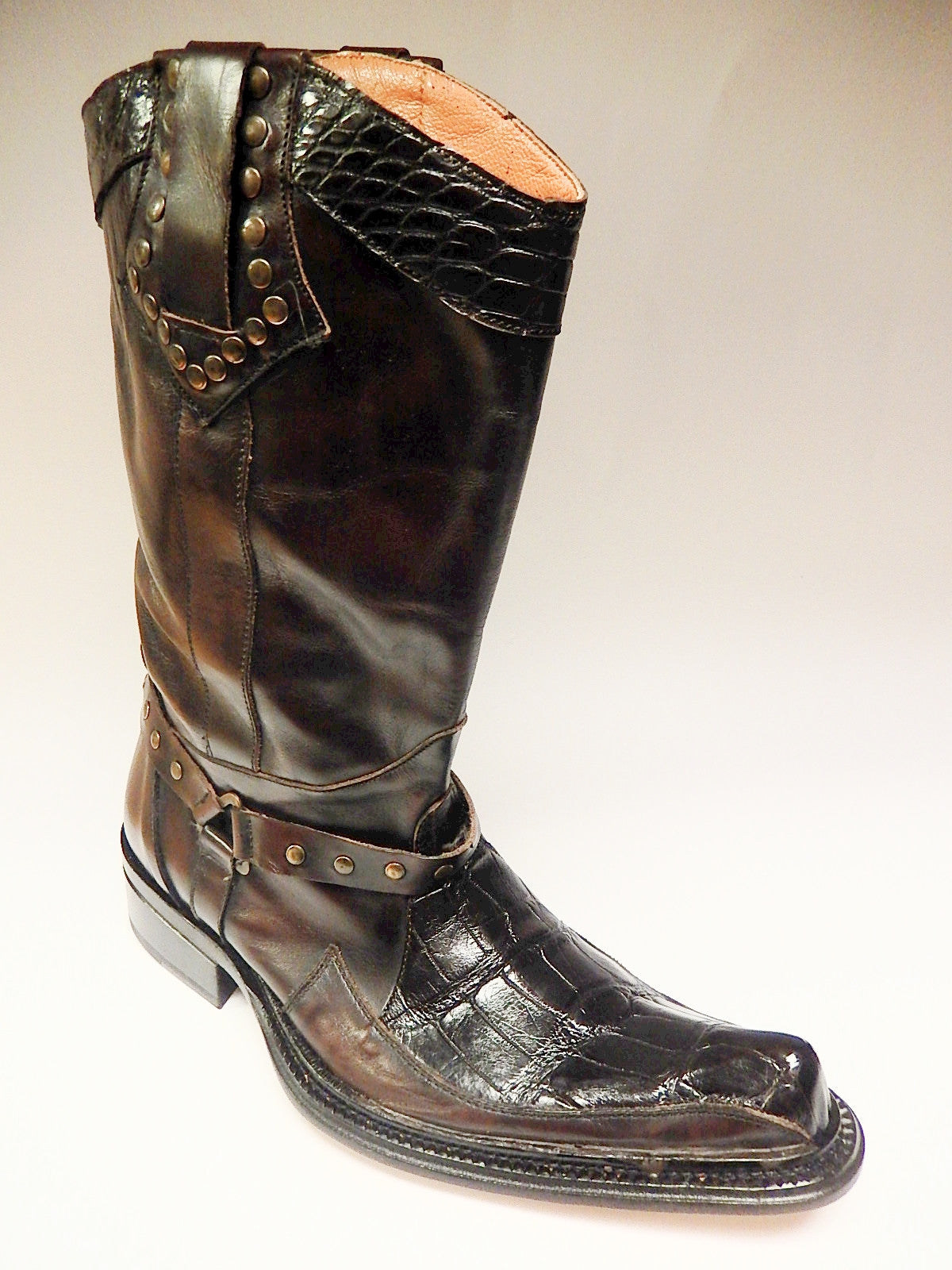 Mauri Chocolate Alligator & Calf Knee Boots 44238 - 8.5