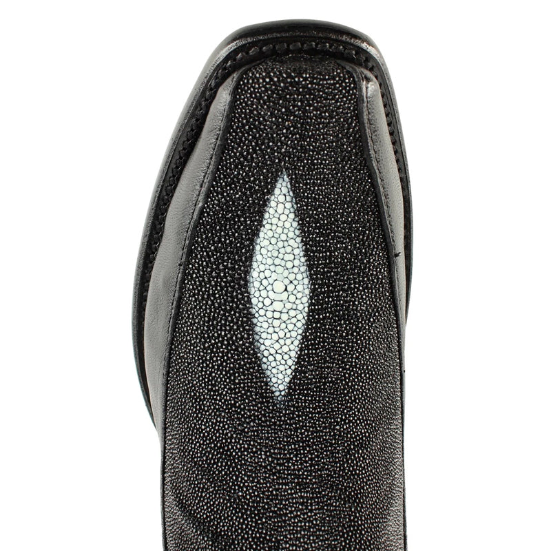 Men's King Exotic Stingray Boots Single Stone Dubai Toe Handmade Black (479BF1232) - 6 E