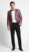 Men’s Burgundy and Black Snakeskin Print Blazer – Alligator Crocodile Sport Jacket Exotic Skin