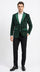 Mens Tartan Green and Gold Check Blazer – Windowpane Plaid Sport Coat Velvet Lapel Plaid Christmas Holiday New Year Jacket