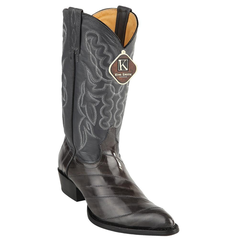 King Exotic Men's Eel Cowboy Boots J Toe - Navy Blue