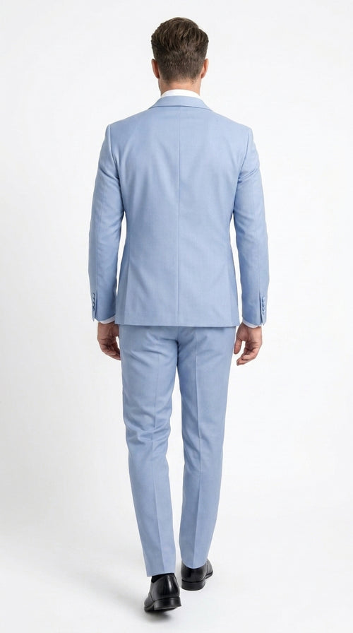 Men’s Powder Blue 2 Piece Tuxedo Suit – Light Blue Wedding Prom Tux with Matching Pants Light Baby Blue