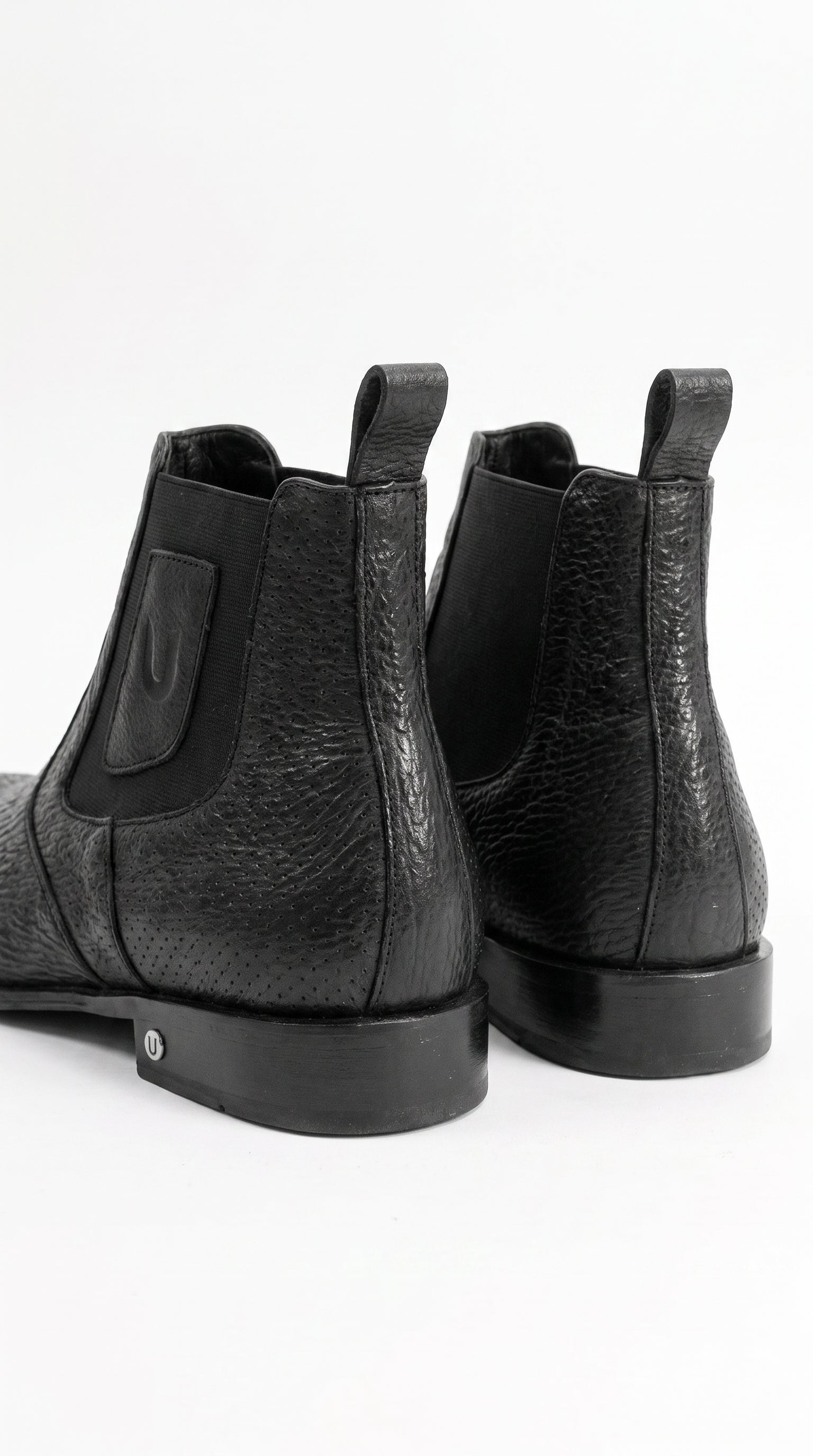 Men’s Shark Skin Cowboy Boots – Black Exotic Leather Western Chelsea Ankle Boots by Vestigium - 6