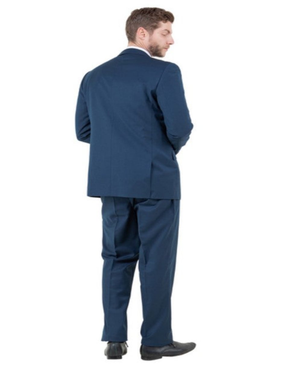 Modern Fit 3pc Wool Mens Suit Set Indigo - Coat Size 38