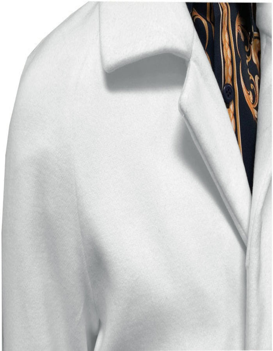 Mens Belted Wool Topcoat Off White Alberto Belt Coat Overcoat - Coat Size 38