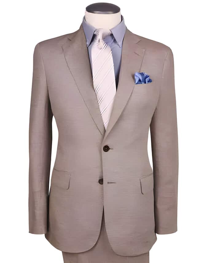 Mens Big and Tall Linen Suits - Dark Tan ~ Taupe ~ Khaki Summer Fabric Suit