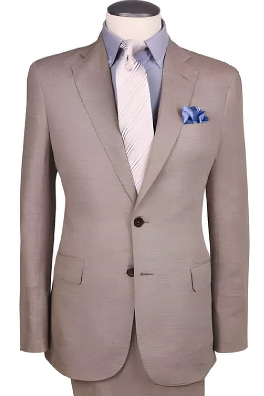 Mens Big and Tall Linen Suits - Dark Tan ~ Taupe ~ Khaki Summer Fabric Suit