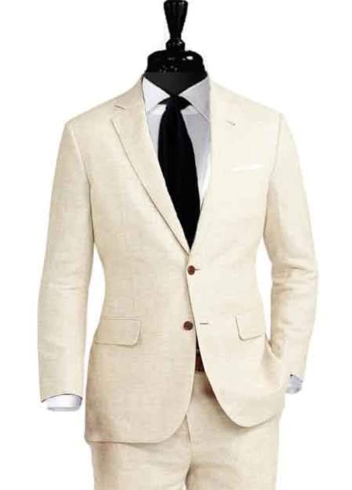 Mens Big and Tall Linen Suits - Beige Linen Summer Fabric Suit