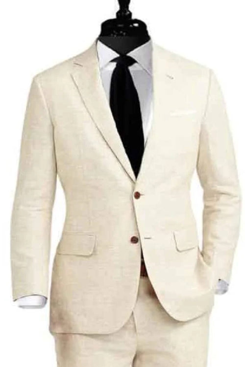 Mens Big and Tall Linen Suits - Beige Linen Summer Fabric Suit
