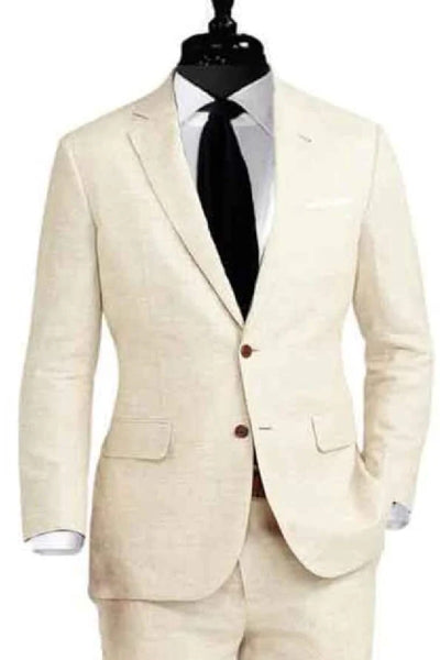 Mens Big and Tall Linen Suits - Beige Linen Summer Fabric Suit