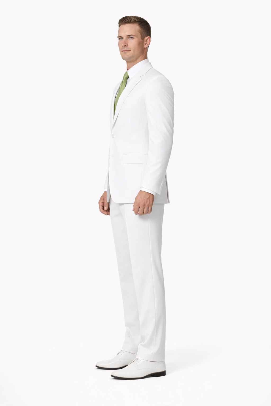 2-Button Seersucker Sear sucker suit Sale Fit Suit White on White Stripe ~ Pinstripe Notch Collar Shadow Ton on Ton Fabric Summer Suit-New Designer Collection - 34 Short or Extra Small