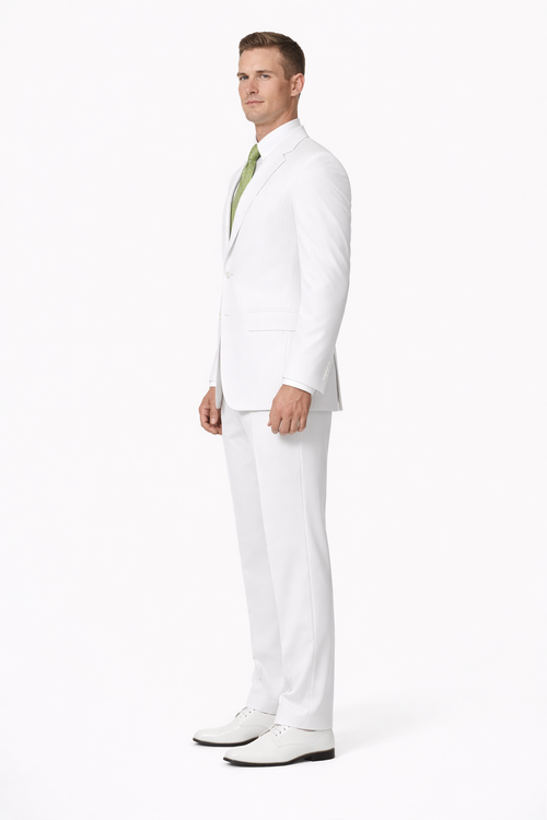 2-Button Seersucker Sear sucker suit Sale Fit Suit White on White Stripe ~ Pinstripe Notch Collar Shadow Ton on Ton Fabric Summer Suit-New Designer Collection