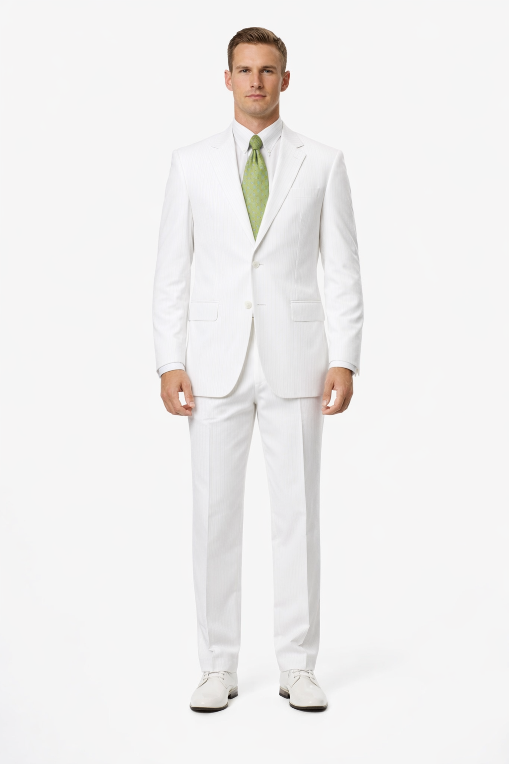 2-Button Seersucker Sear sucker suit Sale Fit Suit White on White Stripe ~ Pinstripe Notch Collar Shadow Ton on Ton Fabric Summer Suit-New Designer Collection - 34 Short or Extra Small