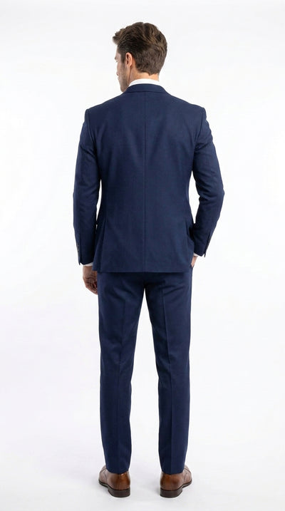 Mens Vitali 3 Piece Suit W/Scoop Vest Navy Blue 3-Piece Suit – Big Peak Lapel  Vest and Pants  Modern Fit Two Buttons