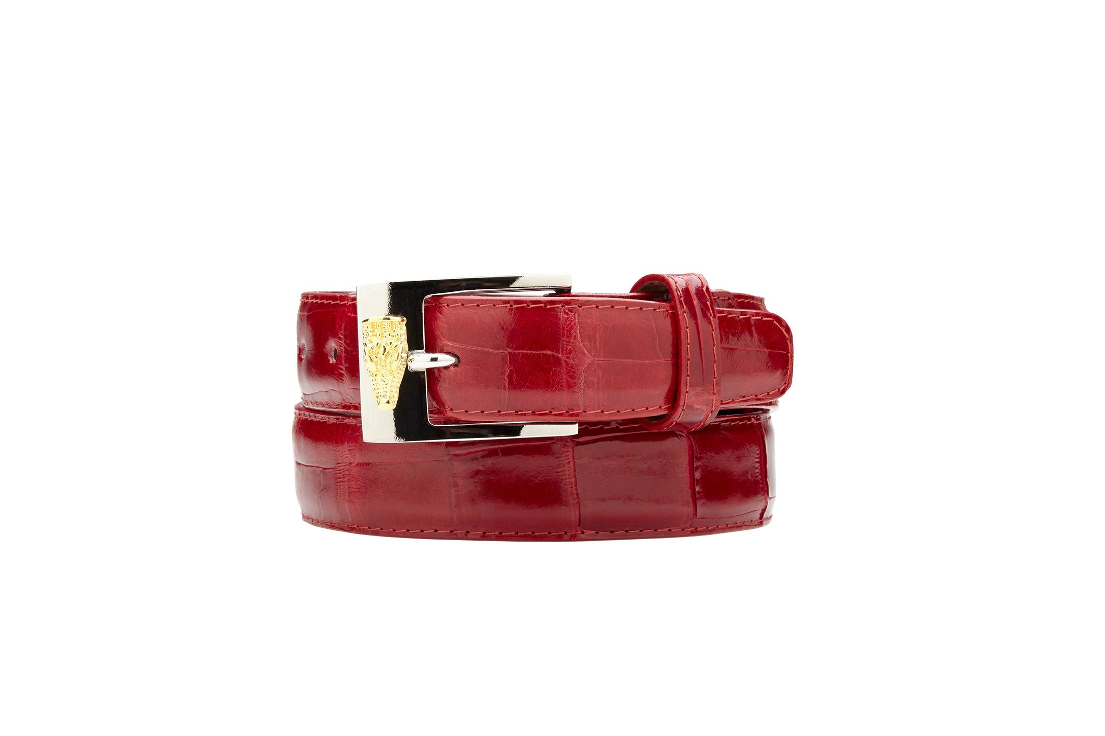 Belvedere Alligator Belt in Antique Red Luxury Shoe - 44