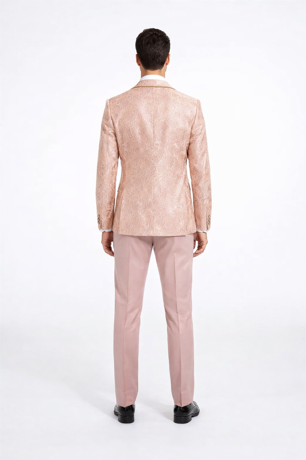 2026 Prom 2026 Special Blush Paisley 2pc Mens Suit by Tazzio pink - 38 Short Jacket+32 Waist Adjustable 28to34)(Height: 5 4 to5 7 )(Neck  15-16.5)S-M)