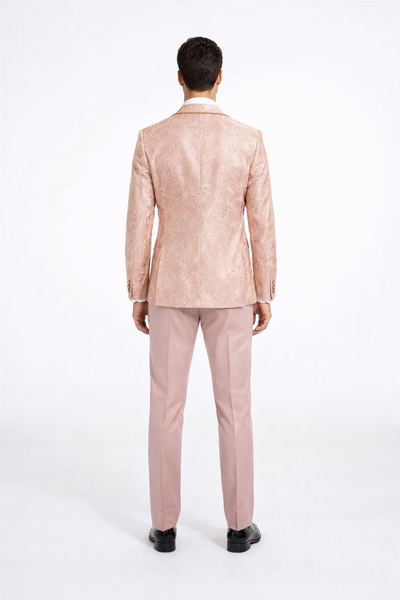 2026 Prom 2026 Special Blush Paisley 2pc Mens Suit by Tazzio pink