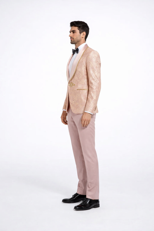 2026 Prom 2026 Special Blush Paisley 2pc Mens Suit by Tazzio pink