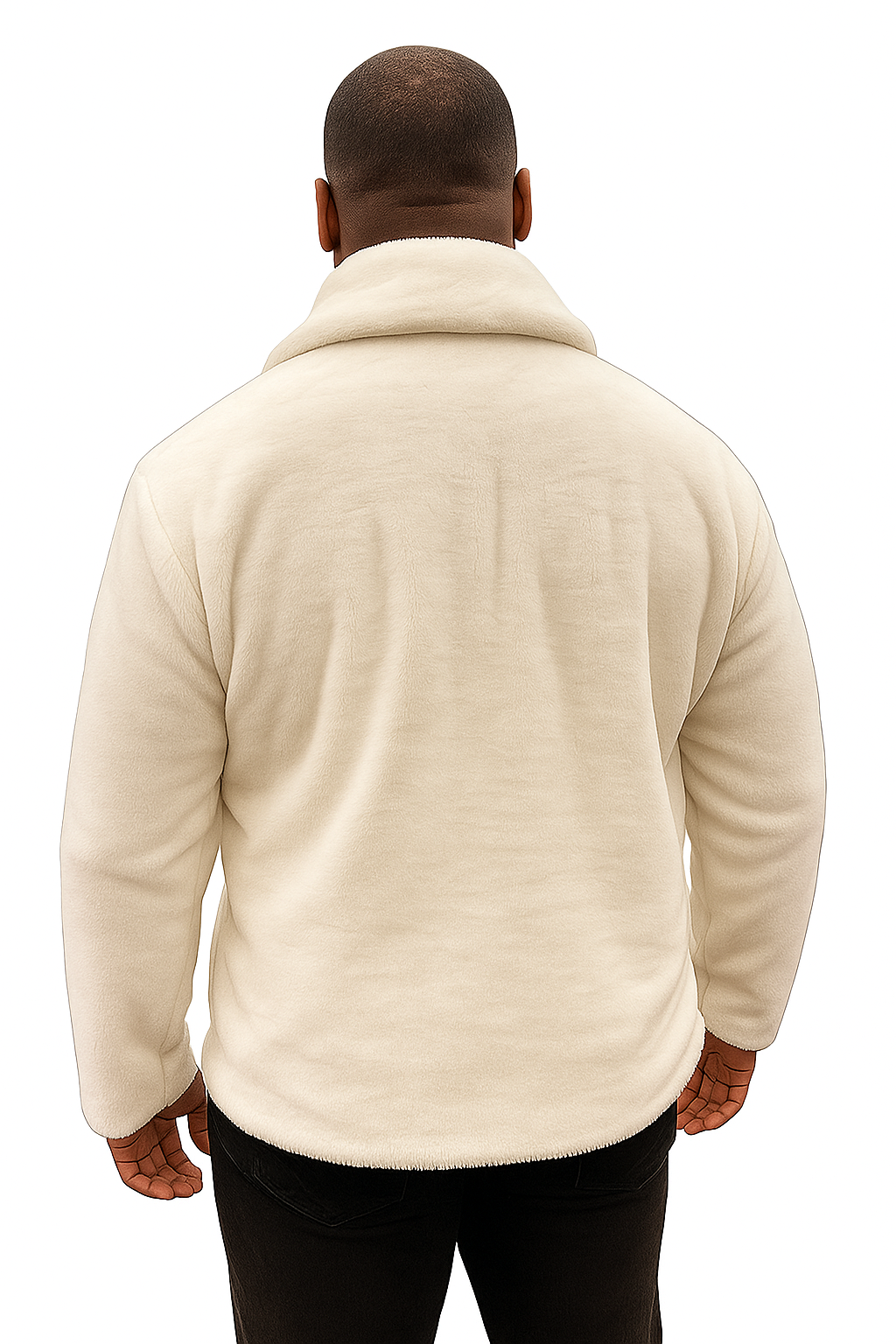 Men's White Fur Short Coat â€“ Single Breasted, Full Zip, Regular Fit - Coat Size 38
