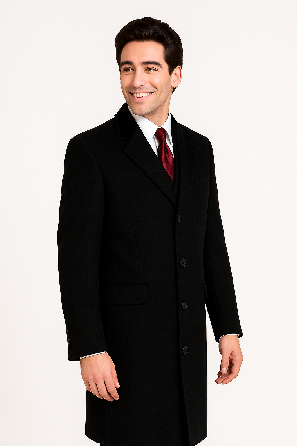 Black Cashmere Chesterfield Overcoat – 1920s Full Length Topcoat - Coat Size 38
