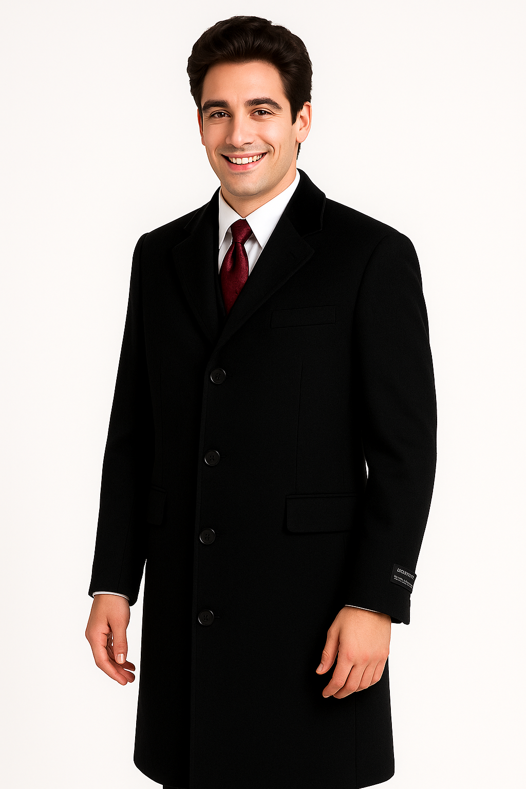 Black Cashmere Chesterfield Overcoat – 1920s Full Length Topcoat - Coat Size 38