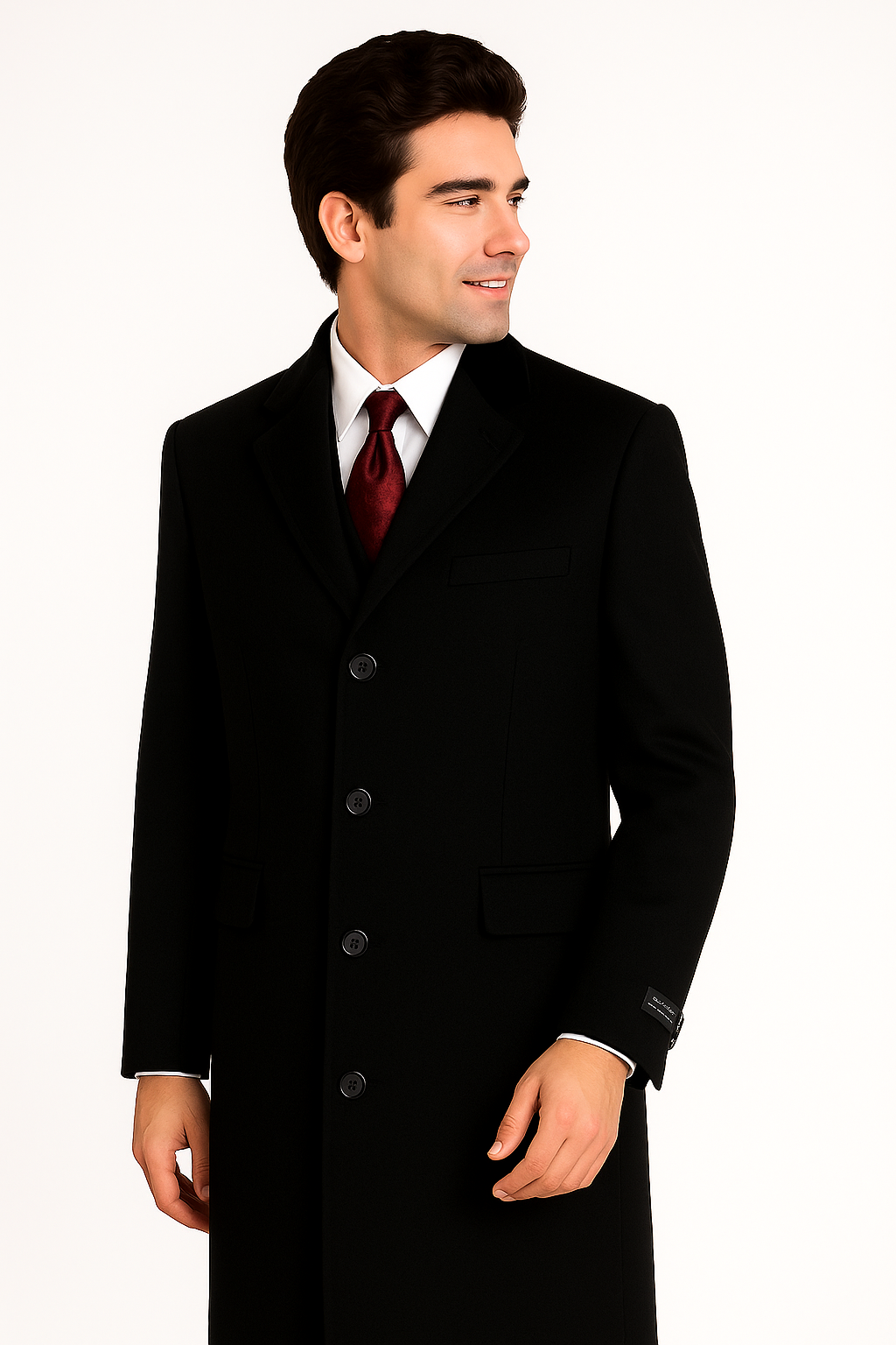 Black Cashmere Chesterfield Overcoat – 1920s Full Length Topcoat - Coat Size 38