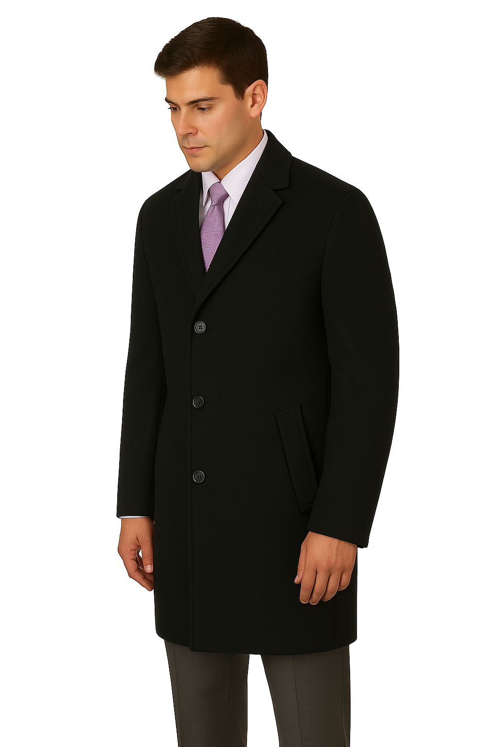 Men's Heavy Wool Overcoat – Classic Full Length Winter Topcoat - 42 Regular
