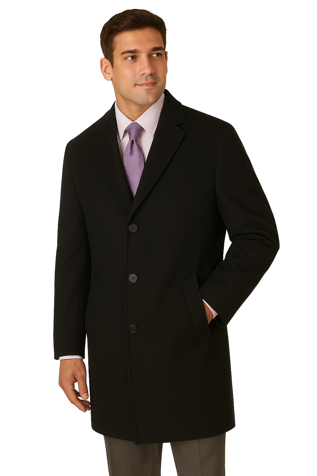 Men's Heavy Wool Overcoat – Classic Full Length Winter Topcoat - 42 Regular