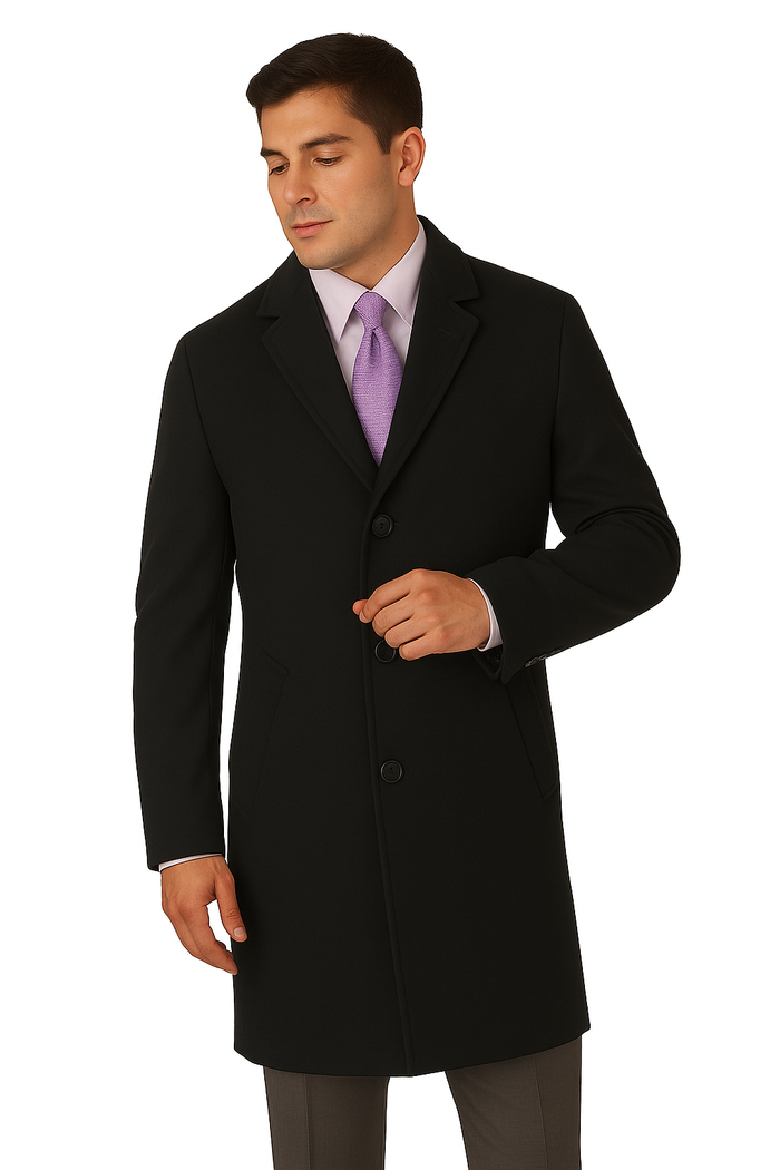 Men's Heavy Wool Overcoat â€“ Classic Full Length Winter Topcoat