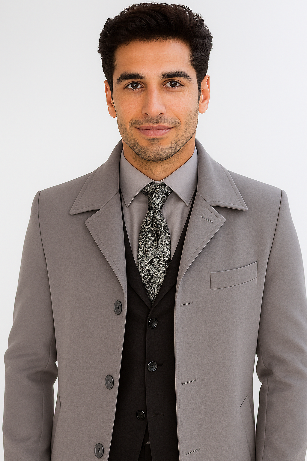Men's Full Length Overcoat â€“ Classic Winter Long Top Coat - Coat Size 38