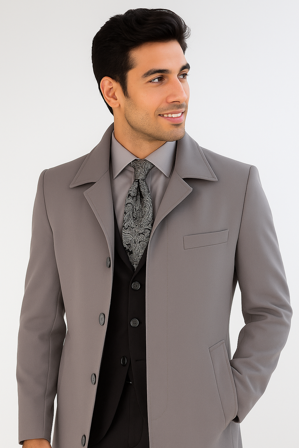 Men's Full Length Overcoat â€“ Classic Winter Long Top Coat - Coat Size 38