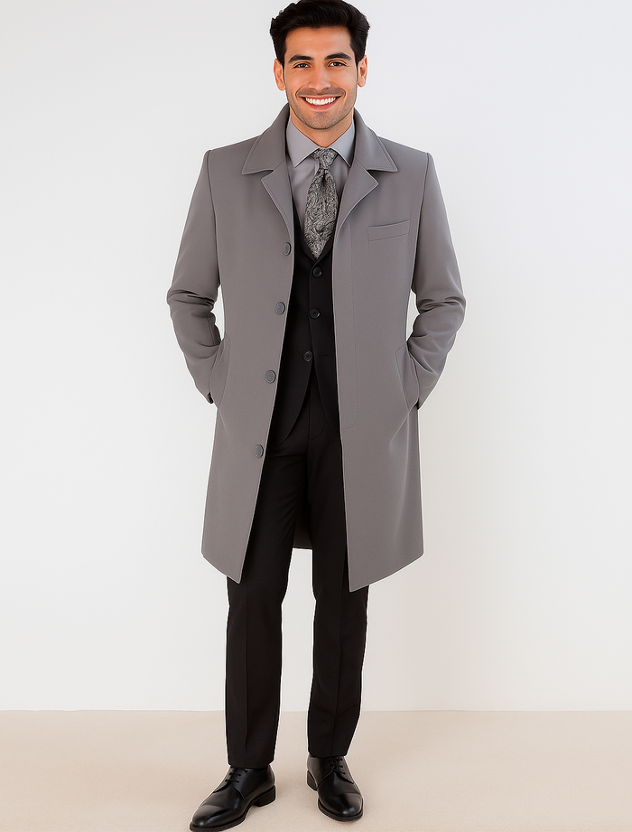 Men's Full Length Overcoat â€“ Classic Winter Long Top Coat