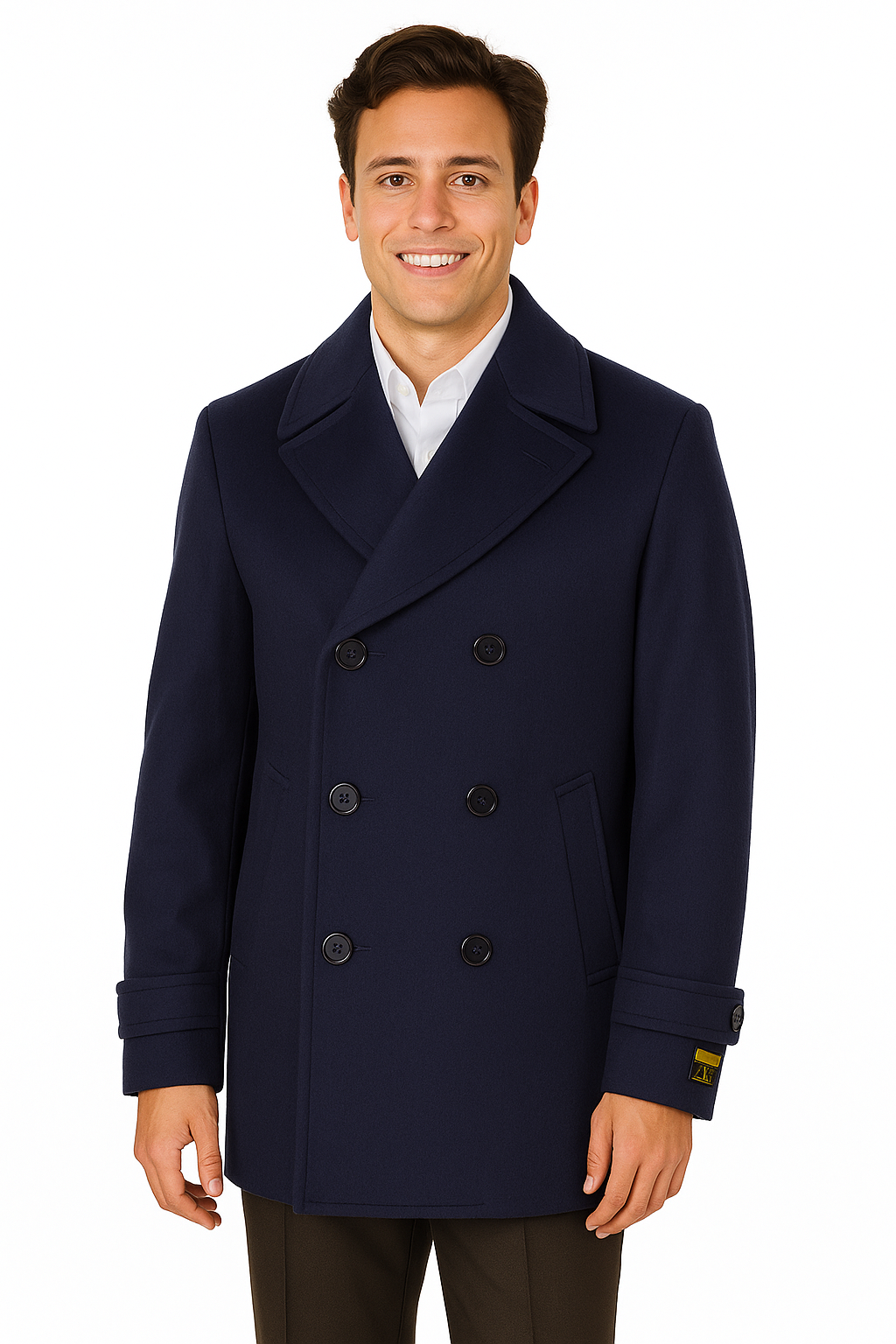 Big & Tall Men's Wool Peacoat – Classic Double Breasted Overcoat - Navy
