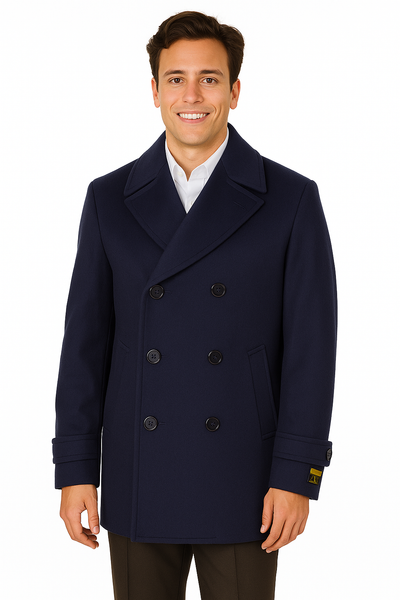 Big & Tall Men's Wool Peacoat Classic Double Breasted Overcoat