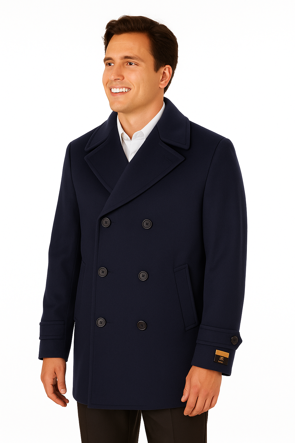 Big & Tall Men's Wool Peacoat – Classic Double Breasted Overcoat - Navy