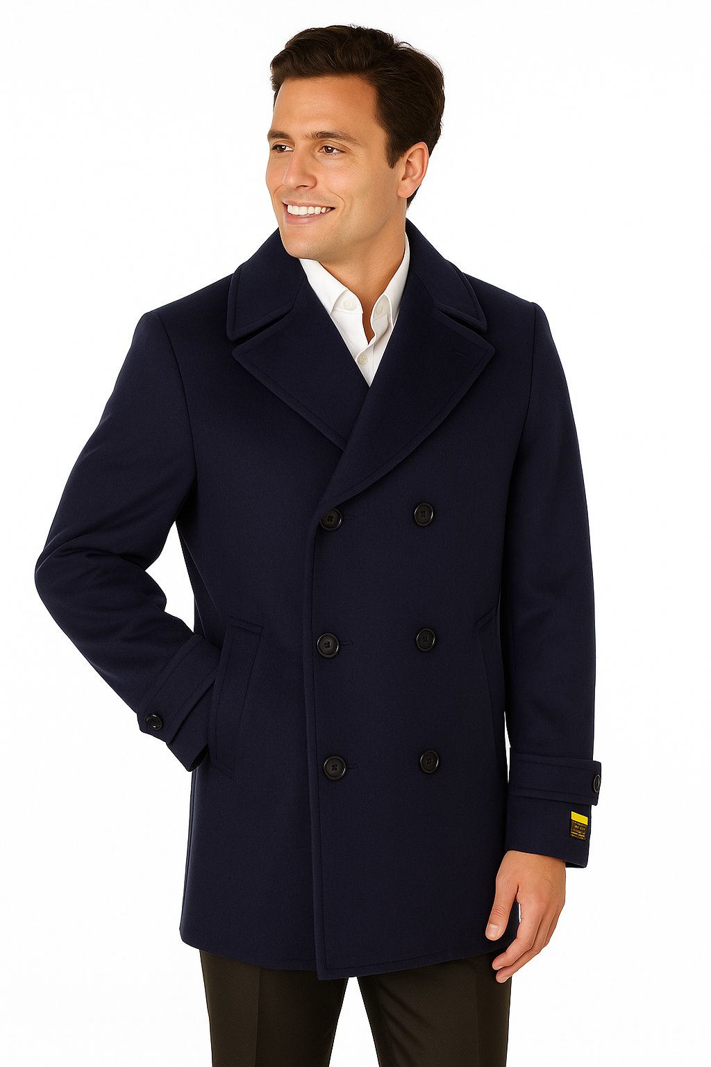 Big & Tall Men's Wool Peacoat – Classic Double Breasted Overcoat - Navy