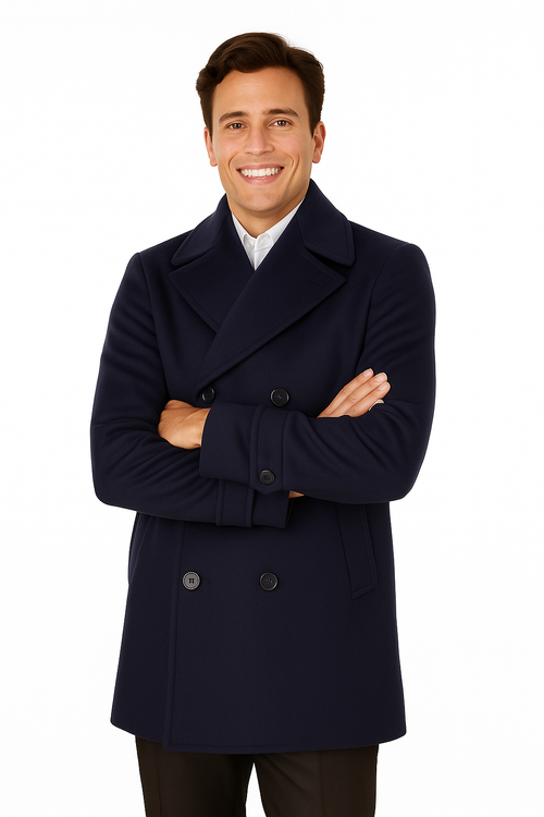 Big & Tall Men's Wool Peacoat Classic Double Breasted Overcoat