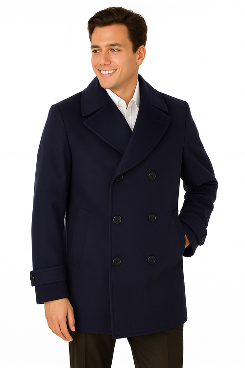 Big & Tall Men's Wool Peacoat Classic Double Breasted Overcoat