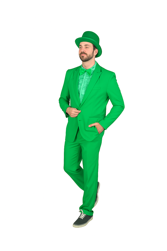Vibrant Green Costume Suit with Matching Hat â€“ Bold Party & Event Wear